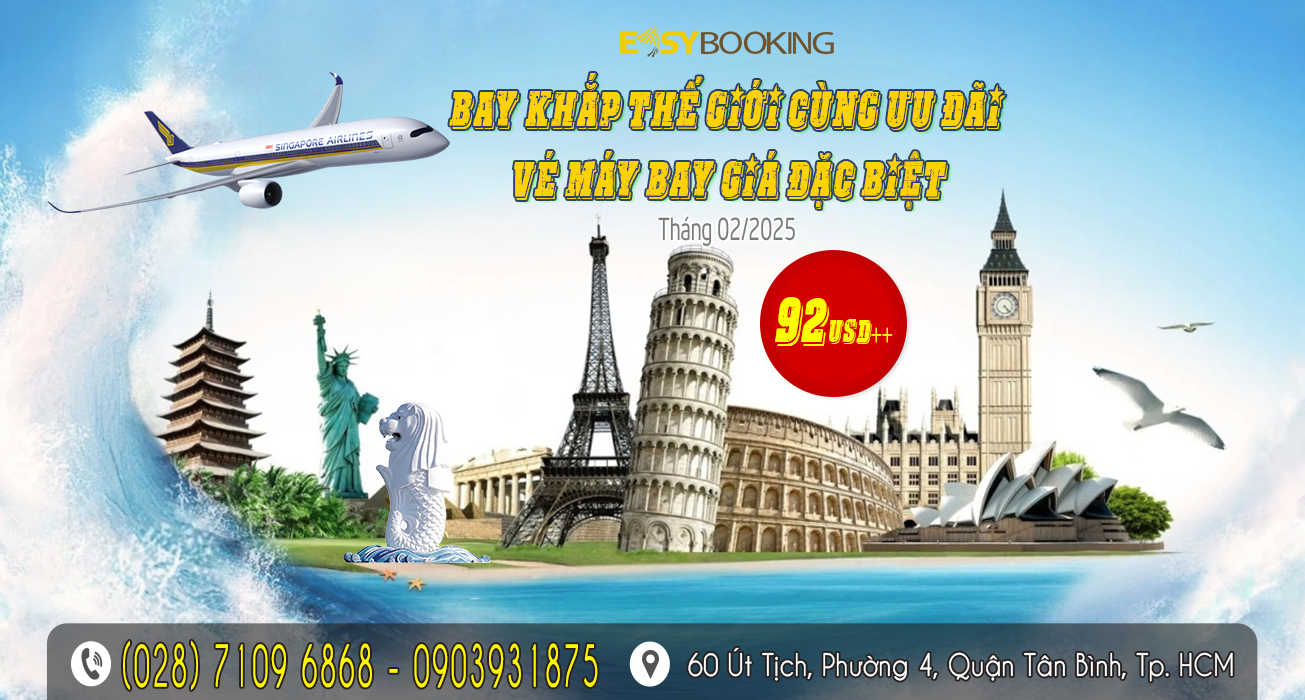 Bay khắp thế giới cùng ưu đãi vé máy bay đặc biệt tháng 02-2025 - Singapore Airlines gia huy easybooking